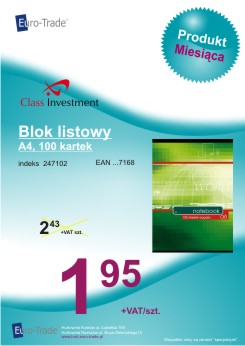 Produkt stycznia - Class Investment blok listowy A4 100 kartek