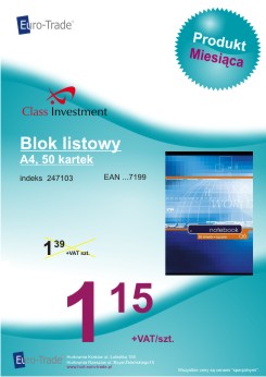 Produkt stycznia - Class Investment blok listowy A4 50 kartek