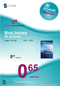 Produkt lutego - Class Investment blok listowy A5 50 kartek