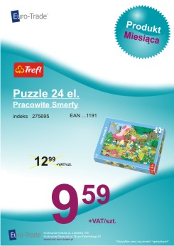 Produkt stycznia - TREFL Puzzle 24 el. Pracowite Smerfy