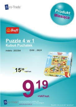 Produkt stycznia - TREFL Puzzle 4 w 1 Kubuś Puchatek