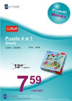 Produkt lipca - TREFL Puzzle 4 w 1 Smerfy