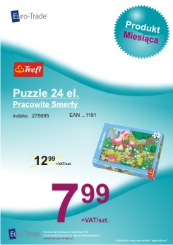 Produkt lipca - TREFL Puzzle 24 el. Pracowite Smerfy