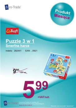 Produkt lipca - TREFL Puzzle 3 w 1 Smerfne harce